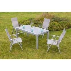 Merxx Tischgruppe Carrara, Diamantbraun 5-tlg. Mit Ausziehtisch Ca. 160/220 X 90 Cm