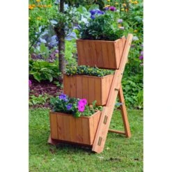 Dobar 29251e Ausklappbare Pflanztreppe Mit 3 Pflanzkästen, Braun, Kiefer -Entspannender Garten 1938099000 prod 006