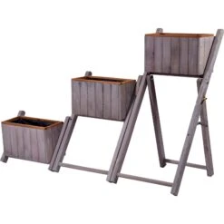 Dobar 29252e Ausklappbare Pflanztreppe Mit 3 Pflanzkästen, Grau, Kiefer 8 Dobar 29252e Ausklappbare Pflanztreppe Mit 3 Pflanzkästen, Grau, Kiefer -Entspannender Garten 1938099001 prod 003