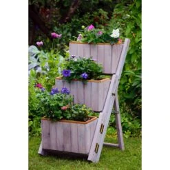 Dobar 29252e Ausklappbare Pflanztreppe Mit 3 Pflanzkästen, Grau, Kiefer 11 Dobar 29252e Ausklappbare Pflanztreppe Mit 3 Pflanzkästen, Grau, Kiefer -Entspannender Garten 1938099001 prod 006
