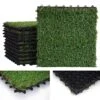 Grasfliese MCW-E13, Rasenfliese Grasmatte Kunstrasen, Balkon/Terrasse 11x Je 30x30cm = 1qm