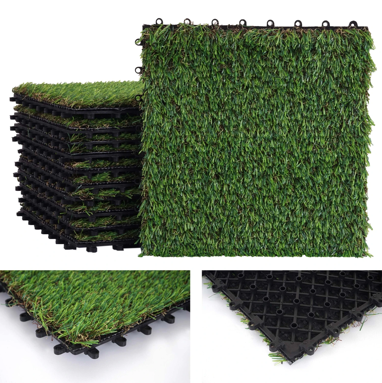 Grasfliese MCW-E13, Rasenfliese Grasmatte Kunstrasen, Balkon/Terrasse 11x Je 30x30cm = 1qm 1 Grasfliese MCW-E13, Rasenfliese Grasmatte Kunstrasen, Balkon/Terrasse 11x Je 30x30cm = 1qm