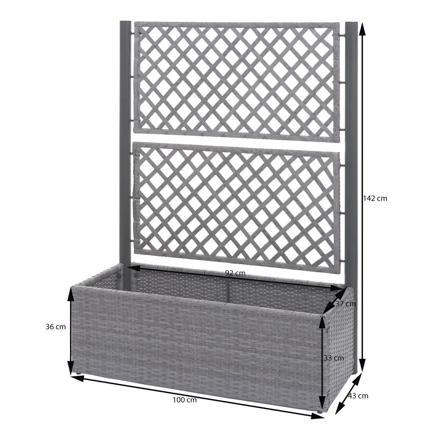 Poly-Rattan Rankgitter MCW-D76, Pflanzkasten Rankhilfe, 142x100x43cm ~ Braun 6 Poly-Rattan Rankgitter MCW-D76, Pflanzkasten Rankhilfe, 142x100x43cm ~ Braun – Bild 6