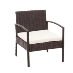 Poly-Rattan Garnitur MCW-F56, Balkon-/Garten-/Lounge-Set Sitzgruppe ~ Braun, Kissen Creme -Entspannender Garten 2165649005 prod 006