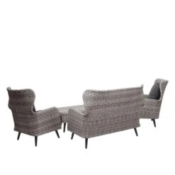 Poly-Rattan Gartengarnitur MCW-G53, Lounge-Set Sofa Sitzgruppe, Spun Poly ~ Grau, Polster Dunkelgrau -Entspannender Garten 2170133000 prod 005