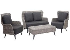 Poly-Rattan Gartengarnitur MCW-G53, Lounge-Set Sofa Sitzgruppe, Spun Poly ~ Grau, Polster Dunkelgrau -Entspannender Garten 2170133000 prod 006