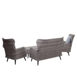 Poly-Rattan Gartengarnitur MCW-G53, Lounge-Set Sofa Sitzgruppe, Spun Poly ~ Grau, Polster Hellgrau -Entspannender Garten 2170133001 prod 005