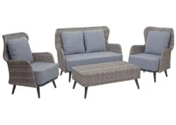 Poly-Rattan Gartengarnitur MCW-G53, Lounge-Set Sofa Sitzgruppe, Spun Poly ~ Grau, Polster Hellgrau -Entspannender Garten 2170133001 prod 006