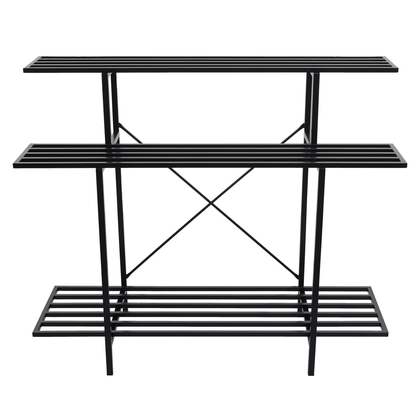 Pflanzenregal MCW-G32, Blumentreppe Blumenständer Pflanzentreppe, 3 Ablagen Stahl Schwarz 100x120x44cm 3 Pflanzenregal MCW-G32, Blumentreppe Blumenständer Pflanzentreppe, 3 Ablagen Stahl Schwarz 100x120x44cm – Bild 3