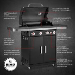 Landmann Gasgrill 12231 Rexon PTS BR4.1 120cm Schwarz -Entspannender Garten 2282422000 prod 006