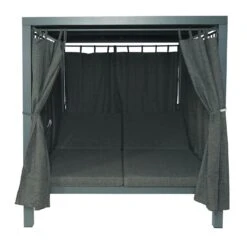 Lounge-Gartenliege MCW-J66, XL Sonnenliege Bali-Liege Doppelliege Outdoor-Bett, 10cm-Polster Aus Olefin Alu ~ Anthrazit -Entspannender Garten 2365917000 prod 003