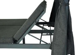 Lounge-Gartenliege MCW-J66, XL Sonnenliege Bali-Liege Doppelliege Outdoor-Bett, 10cm-Polster Aus Olefin Alu ~ Anthrazit -Entspannender Garten 2365917000 prod 006