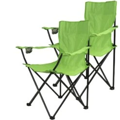 VCM 2er Set Faltstuhl Campingstuhl Mit Getränkehalter In Armlehne Hellgrün