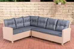 CLP Polyrattan-Gartensofa BERMEO Inklusive Polsterauflagen I Sitzgruppe Flachrattan Mit 6 Sitzplätzen I Ecksofa Mit Stabilem Untergestell Aus Al