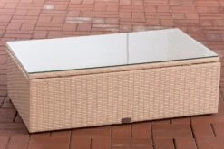 CLP Polyrattan Loungetisch Tibera I Gartentisch Mit Glasplatte I Beistelltisch Aus Flachrattan 60x100x32 Cm
