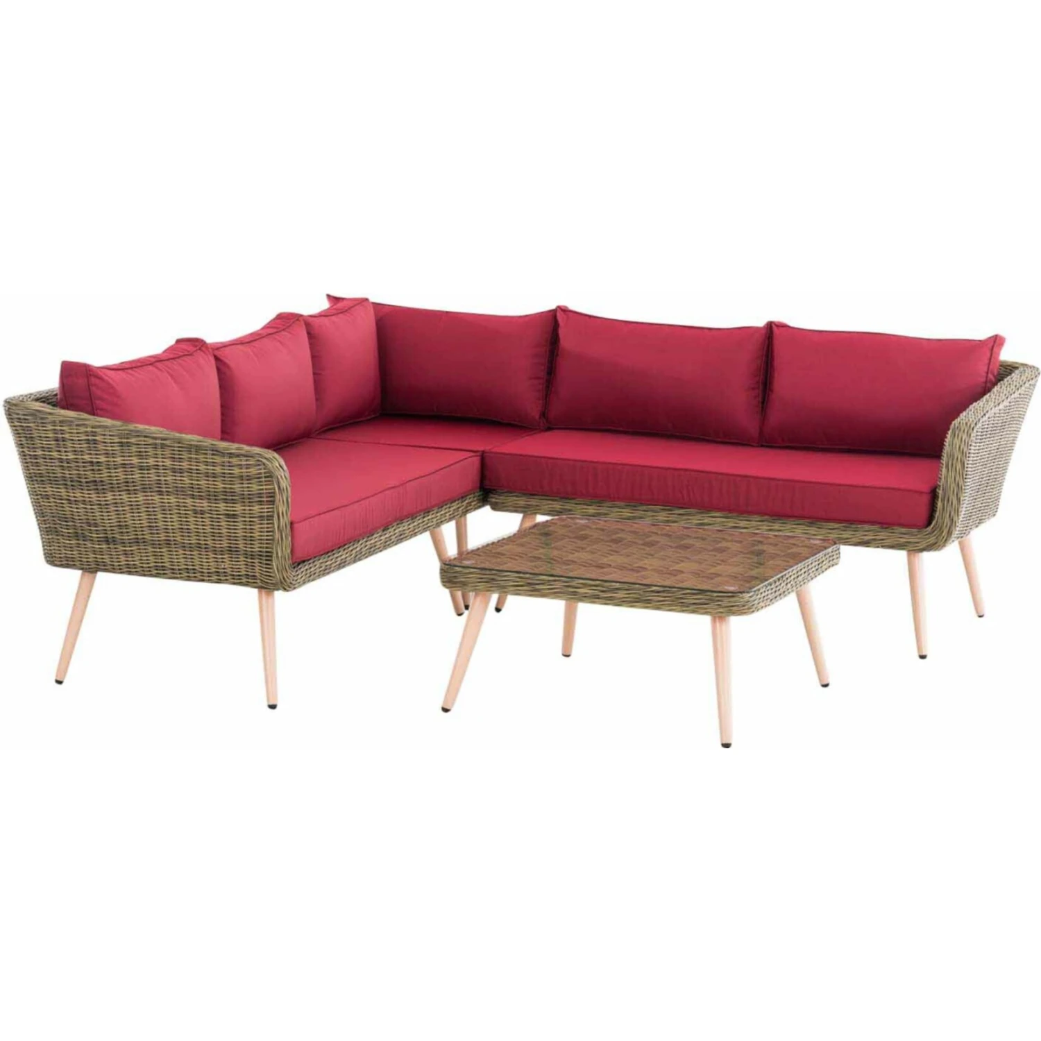 CLP Polyrattan Eck-Loungeset SKARA I Natura I Gartenlounge Rundrattan I Eckgarnitur & Glastisch I 5mm Rattandicke I 5 Sitzplätze 2 CLP Polyrattan Eck-Loungeset SKARA I Natura I Gartenlounge Rundrattan I Eckgarnitur & Glastisch I 5mm Rattandicke I 5 Sitzplätze – Bild 2