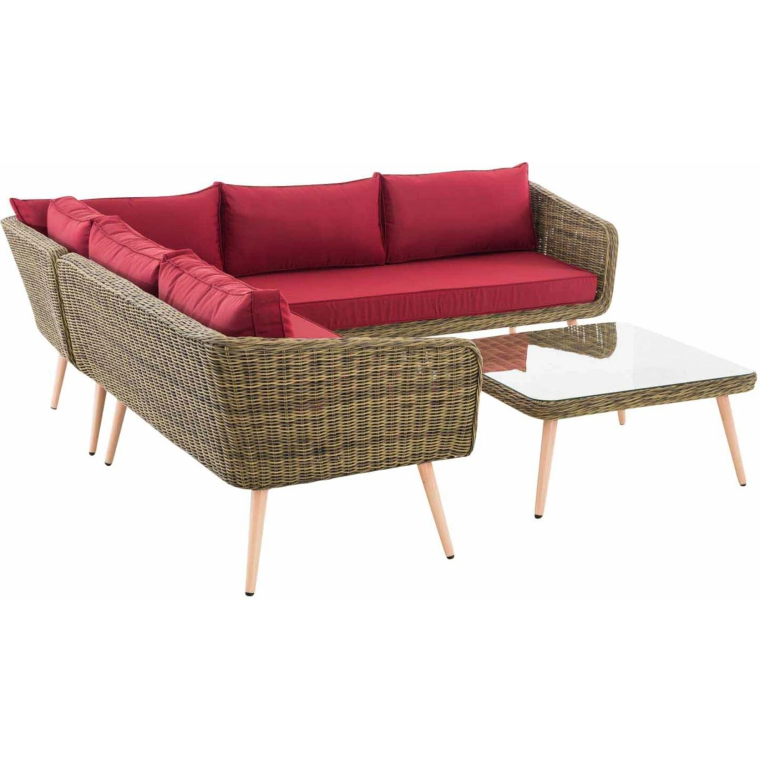 CLP Polyrattan Eck-Loungeset SKARA I Natura I Gartenlounge Rundrattan I Eckgarnitur & Glastisch I 5mm Rattandicke I 5 Sitzplätze 3 CLP Polyrattan Eck-Loungeset SKARA I Natura I Gartenlounge Rundrattan I Eckgarnitur & Glastisch I 5mm Rattandicke I 5 Sitzplätze – Bild 3