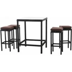 CLP Polyrattan Gartenbar-Set Alia 5mm I Rundrattan Gartenmöbel-Set Mit Tisch Und 4 Barhockern Inkl. Sitzkissen I In Verschiedenen Farben -Entspannender Garten 8600246500 309800 prod 003