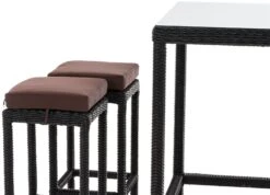 CLP Polyrattan Gartenbar-Set Alia 5mm I Rundrattan Gartenmöbel-Set Mit Tisch Und 4 Barhockern Inkl. Sitzkissen I In Verschiedenen Farben -Entspannender Garten 8600246500 309800 prod 006