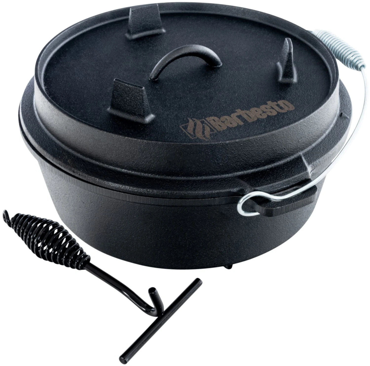 CLP Dutch Oven I Gusseisen-Topf Mit Ständer & Deckelheber Für Kochen, Grillen, Camping 1 CLP Dutch Oven I Gusseisen-Topf Mit Ständer & Deckelheber Für Kochen, Grillen, Camping