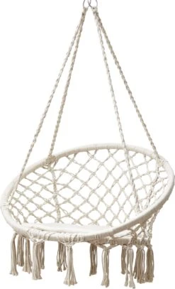 Grasekamp Hängesessel Zum Aufhängen Mit Rundem Sitzkissen Beige Belastbarkeit Max. 100 Kg Schwebesessel