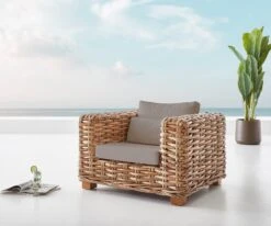 Outdoorsessel Nizza Natur Aus Rattan Mit Kissen Braun Loungesessel