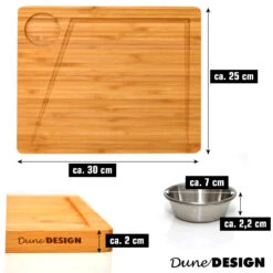 2er-Set Bambus-Servierbrett + Dip-Schale 30x25cm Holz-Steak-Teller Speiseteller -Entspannender Garten 8600295800 11520 prod 004