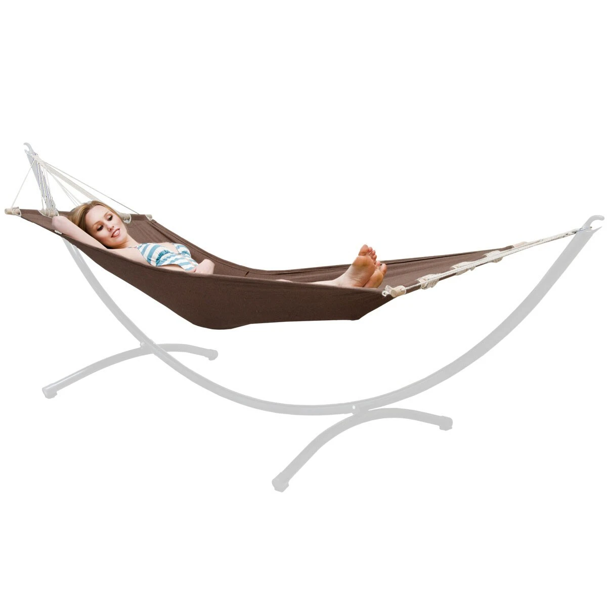 Outdoor Stabhängematte 190x80cm Garten Hängematte Mit Stange Bis 100kg Braun 5 Outdoor Stabhängematte 190x80cm Garten Hängematte Mit Stange Bis 100kg Braun – Bild 5