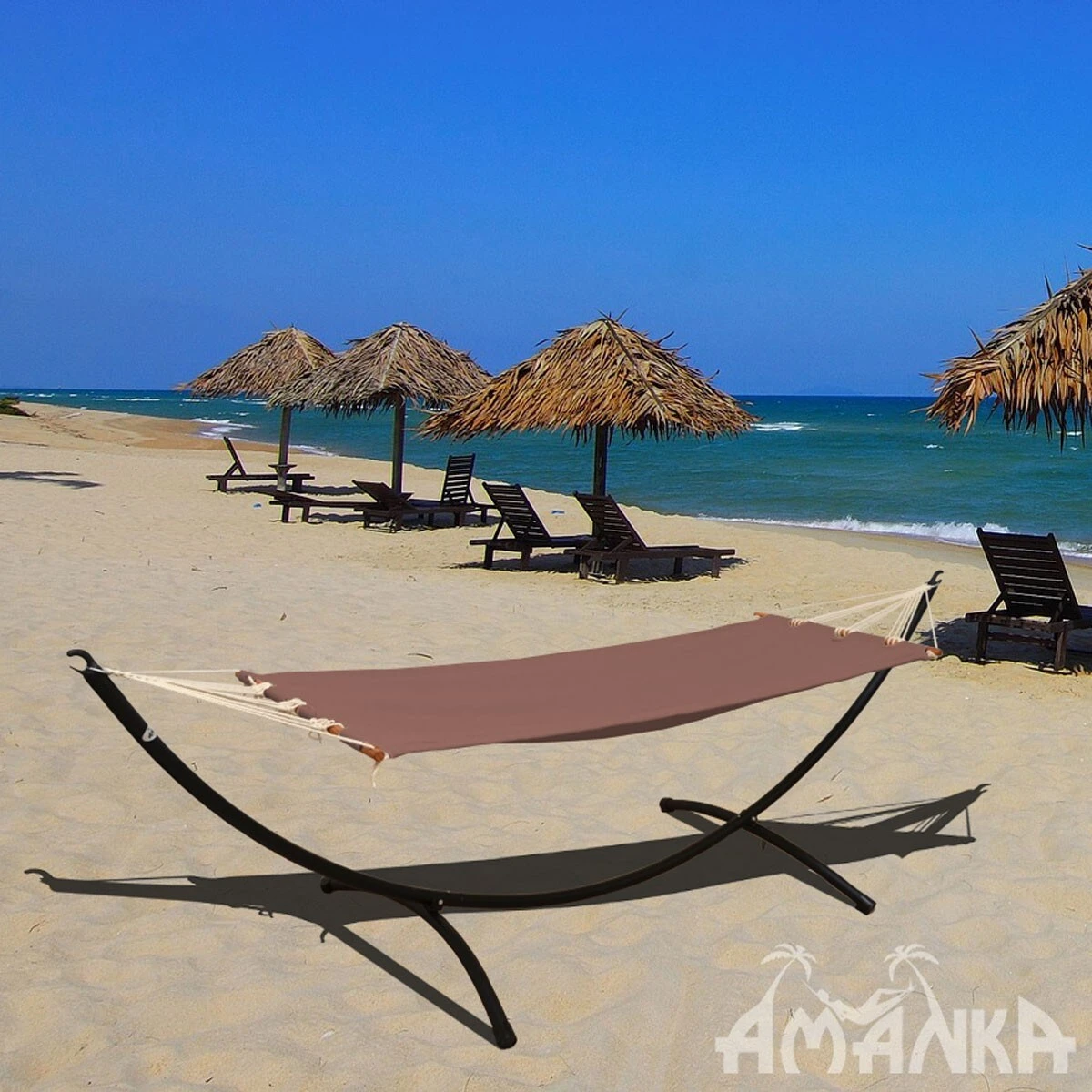 Outdoor Stabhängematte 190x80cm Garten Hängematte Mit Stange Bis 100kg Braun 6 Outdoor Stabhängematte 190x80cm Garten Hängematte Mit Stange Bis 100kg Braun – Bild 6