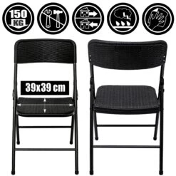 2 Klappstühle Bis 150kg - 50x46x83,5 Balkonstuhl - Gartenstuhl In Rattan-Optik -Entspannender Garten 8600295800 4560 prod 003