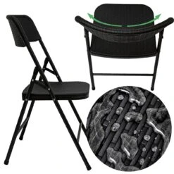 2 Klappstühle Bis 150kg - 50x46x83,5 Balkonstuhl - Gartenstuhl In Rattan-Optik -Entspannender Garten 8600295800 4560 prod 005