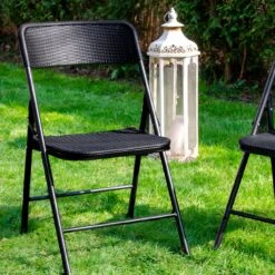2 Klappstühle Bis 150kg - 50x46x83,5 Balkonstuhl - Gartenstuhl In Rattan-Optik -Entspannender Garten 8600295800 4560 prod 006