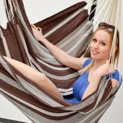 Freistehendes Stahl-Hängestuhlgestell 210cm Inkl. XXL Hängesessel Aus Baumwolle Mit Swivel 185x130cm -Entspannender Garten 8600295800 4710 prod 004