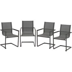 4x Gartensessel Freischwinger Gartenstuhl Metall Campingstuhl Hochlehner Set