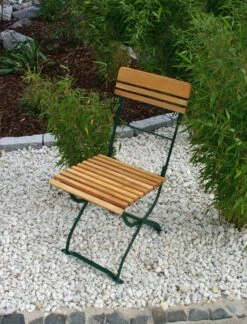 DEGAMO Biergartenstuhl MÜNCHEN, Flachstahl Grün + Robinie, Klappbar, 2 Stück -Entspannender Garten 8600319700 45242336 prod 004