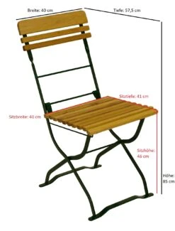 DEGAMO Biergartenstuhl MÜNCHEN, Flachstahl Grün + Robinie, Klappbar, 2 Stück -Entspannender Garten 8600319700 45242336 prod 006