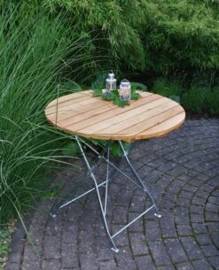 DEGAMO Klapptisch BAD TÖLZ 77cm Rund, Flachstahl Verzinkt + Robinie -Entspannender Garten 8600319700 45242361 prod 004