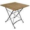 DEGAMO Klapptisch JAKARTA 75x75cm, Flachstahl Schwarz + Teakholz