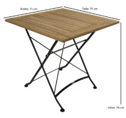 DEGAMO Klapptisch JAKARTA 75x75cm, Flachstahl Schwarz + Teakholz -Entspannender Garten 8600319700 51349812 prod 003