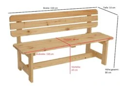 DEGAMO Bank BERGEN 3-sitzer 150cm, Kiefer Natur 5 DEGAMO Bank BERGEN 3-sitzer 150cm, Kiefer Natur -Entspannender Garten 8600319700 61829704 prod 003