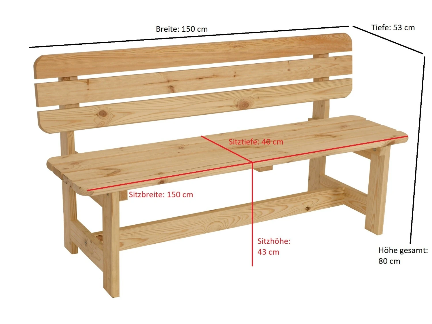 DEGAMO Bank BERGEN 3-sitzer 150cm, Kiefer Natur 3 DEGAMO Bank BERGEN 3-sitzer 150cm, Kiefer Natur – Bild 3
