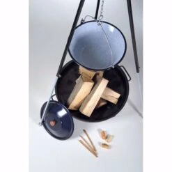 Acerto® Gulaschkessel 14L + Dreibein-Gestell (180cm) + Feuerschale (55cm) + Kaminholz Buche -Entspannender Garten 8600335800 36713 prod 006