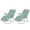 Outsunny Gartenstühle Mit Verstellbarer Rückenlehne Und Polster Grün-weiß | Klappstuhl Sonnenliege Strandliege Liegestuhl