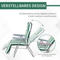 Outsunny Gartenstühle Mit Verstellbarer Rückenlehne Und Polster Grün-weiß | Klappstuhl Sonnenliege Strandliege Liegestuhl 11 Outsunny Gartenstühle Mit Verstellbarer Rückenlehne Und Polster Grün-weiß | Klappstuhl Sonnenliege Strandliege Liegestuhl -Entspannender Garten 8600336600 01 0710 prod 006