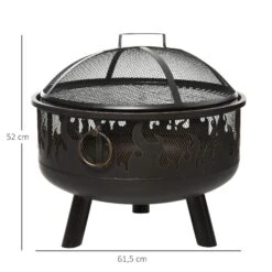 Outsunny Feuerschale Mit Grillrost Schwarz Ø61,5 X 52H Cm | Feuerstelle Feuerkorb Grillrost Grillaufsatz -Entspannender Garten 8600336600 842 169 prod 005