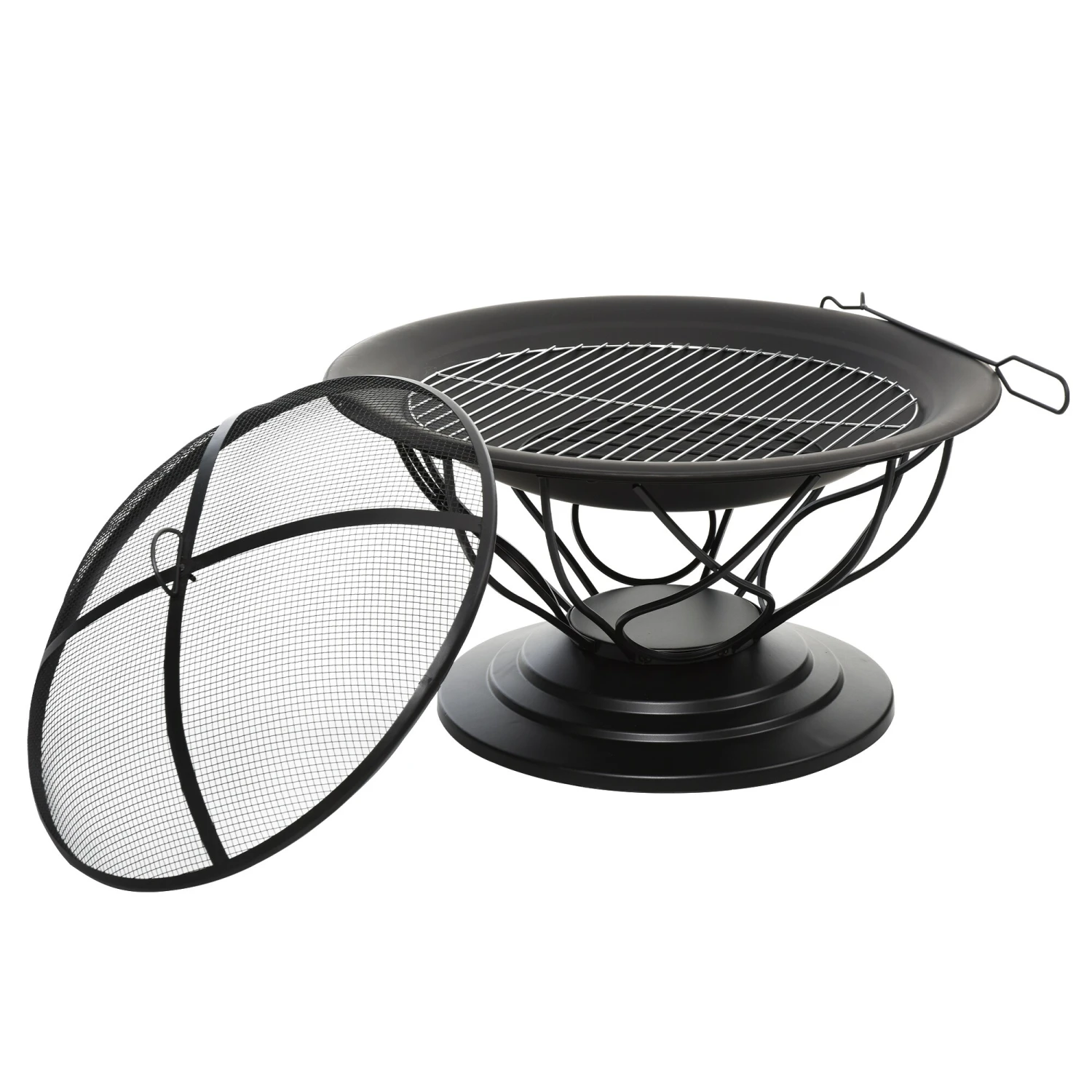 Outsunny 2-in-1 Feuerschale Mit Grillrost Schwarz 75 X 55 Cm (ØxH) | Feuerstelle Feuerkorb Holzkohlegrill Grillaufsatz 1 Outsunny 2-in-1 Feuerschale Mit Grillrost Schwarz 75 X 55 Cm (ØxH) | Feuerstelle Feuerkorb Holzkohlegrill Grillaufsatz
