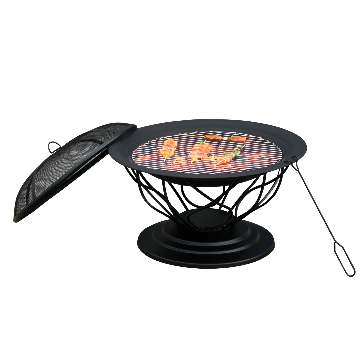 Outsunny 2-in-1 Feuerschale Mit Grillrost Schwarz 75 X 55 Cm (ØxH) | Feuerstelle Feuerkorb Holzkohlegrill Grillaufsatz 2 Outsunny 2-in-1 Feuerschale Mit Grillrost Schwarz 75 X 55 Cm (ØxH) | Feuerstelle Feuerkorb Holzkohlegrill Grillaufsatz – Bild 2