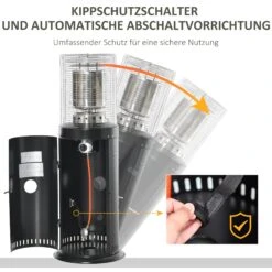Outsunny Heizstrahler Gas Terrassenheizer Im Eleganten Design, Geeignet Für Den Einsatz Im Freien Schwarz 55,6 X 55,6 X 143 Cm ( BxTxH) | Terrassenheizer Terrassenstrahler Balkonheizer -Entspannender Garten 8600336600 842 187 prod 005
