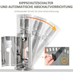 Outsunny Heizstrahler Elegantes Design, Hergestellt Aus Edelstahl, 10 KW Leistung Silber 55,6 X 55,6 X 143 Cm ( BxTxH) | Terrassenheizer Terrassenstrahler Balkonheizer 10 Outsunny Heizstrahler Elegantes Design, Hergestellt Aus Edelstahl, 10 KW Leistung Silber 55,6 X 55,6 X 143 Cm ( BxTxH) | Terrassenheizer Terrassenstrahler Balkonheizer -Entspannender Garten 8600336600 842 188V01 prod 005