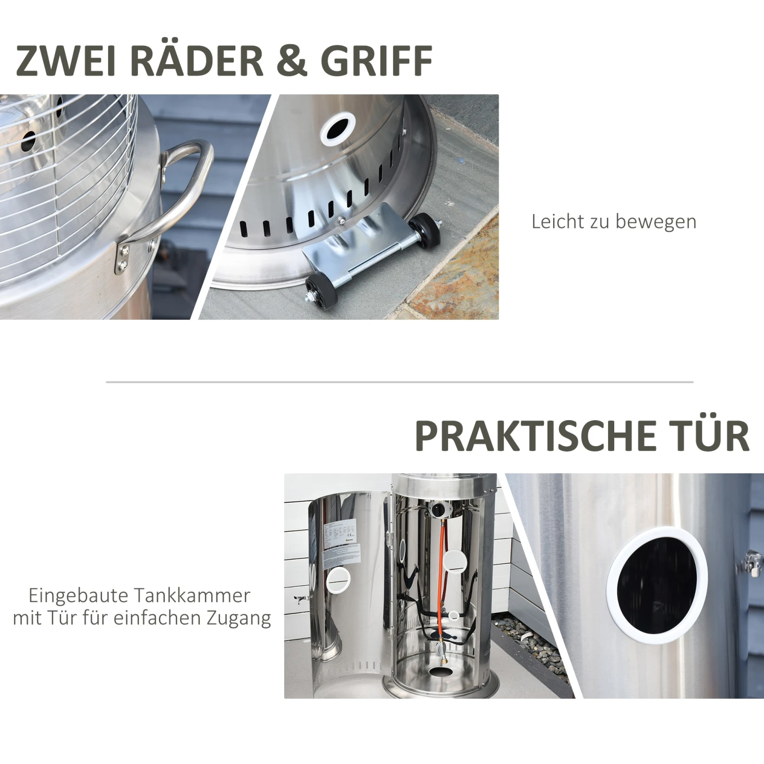 Outsunny Heizstrahler Elegantes Design, Hergestellt Aus Edelstahl, 10 KW Leistung Silber 55,6 X 55,6 X 143 Cm ( BxTxH) | Terrassenheizer Terrassenstrahler Balkonheizer 6 Outsunny Heizstrahler Elegantes Design, Hergestellt Aus Edelstahl, 10 KW Leistung Silber 55,6 X 55,6 X 143 Cm ( BxTxH) | Terrassenheizer Terrassenstrahler Balkonheizer – Bild 6